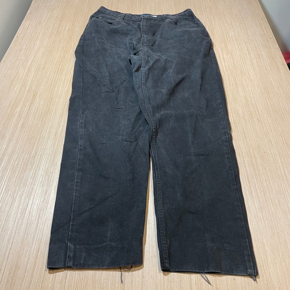 Liz Claiborne Jeans Womens 35x28 Faded Black Classic Fit High Rise Raw Hem
